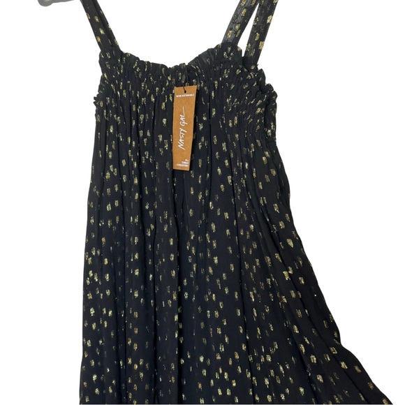 NWT | Nasty Gal | Black & Gold Spot Strappy Smock Mini Dress | Size XS - Picture 6 of 10